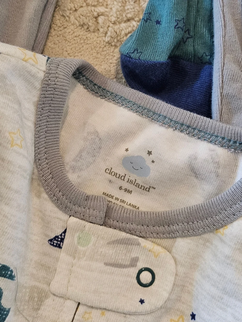 NEW cloud island 3pk Space Long Sleeve Sleepers Footed Pajamas 6-9m